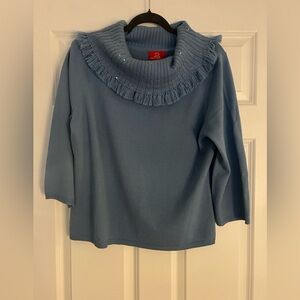 Oscar De La Renta Light Blue Sequin Sweater